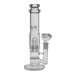 Staright Bong With Matrix Perc And Honeycomb Perc Clear