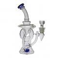 21.5CM Tall Glass Double Recycler Dab Rig Showerhead Perc Glass Bong joint size 14.4mm