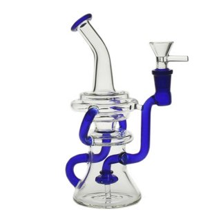 20CM Tall Glass Recycler Dab Rig Showerhead Perc Glass Klein Bong joint size 14.4mm