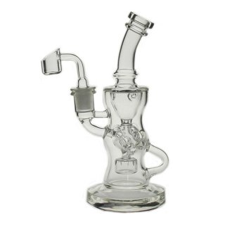 8.5" Tall FTK Oil Rig Torus Recycler Bong Clear Female Joint Size 14.4mm