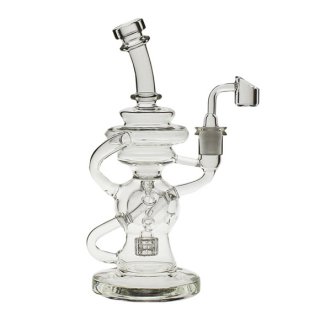 9.5" Tall FTK Dab Rig Torus and klein Recycler Bongs Clear Female Joint Size 14.4mm